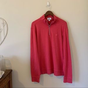 Southern Tide Half-Zip, “The Skipjack” Pullover, Red/Dark Coral, Size Large